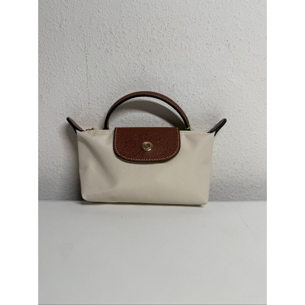 Longchamp Mini Le Pliage Cream Top Handle Bag + Strap